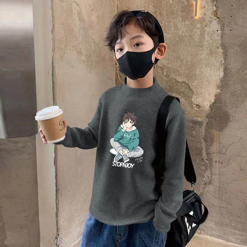 男童秋装儿童打底衫男孩保暖衣半高领打底衫内搭洋气春秋长袖上衣