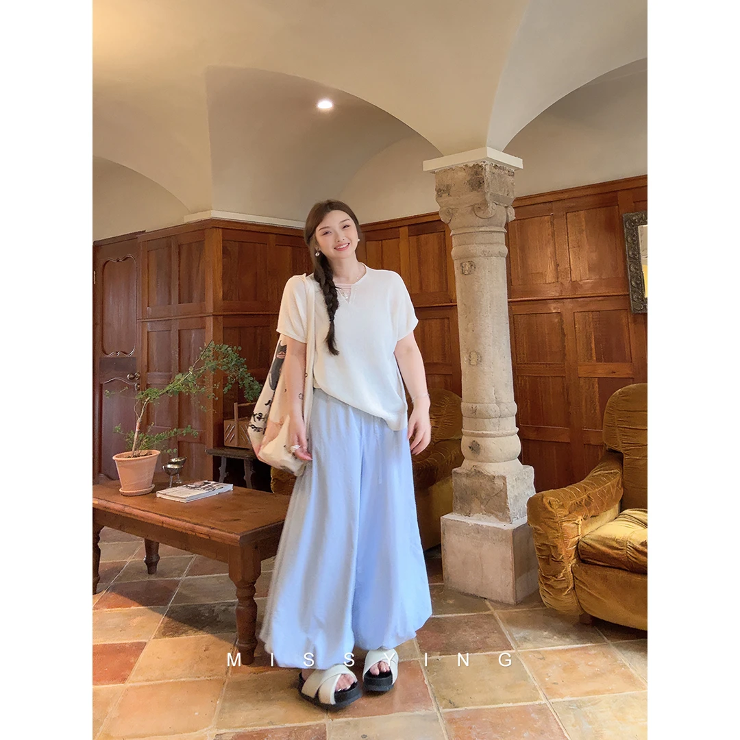 应小姐【花苞裙裤】微胖大码显瘦设计外穿直筒高腰百搭宽松花苞裙裤