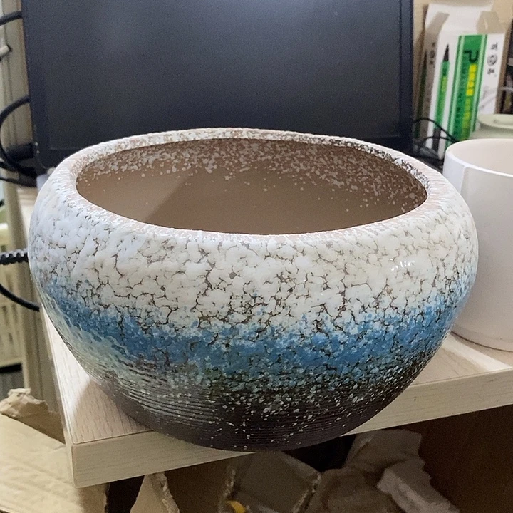 陶盆有孔 磕碰窑裂修补 介意勿拍口 19高12