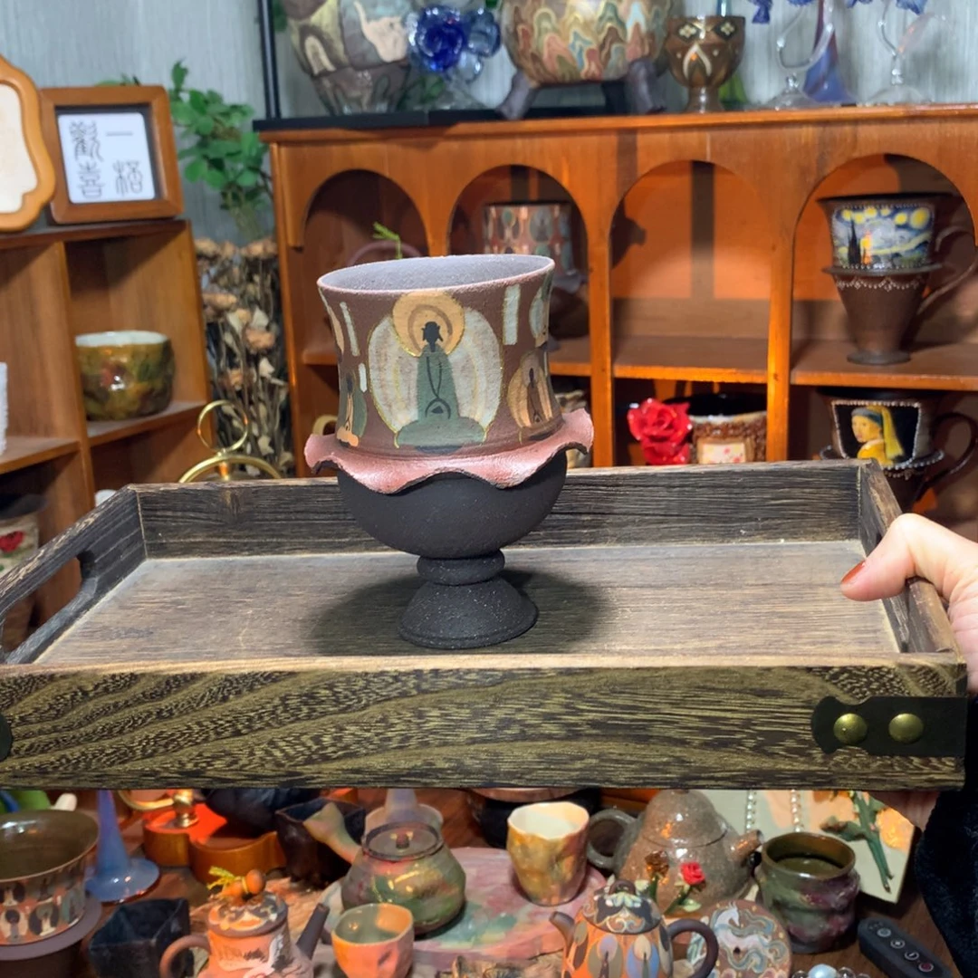 陶｜敦煌 千佛 紫砂高脚杯