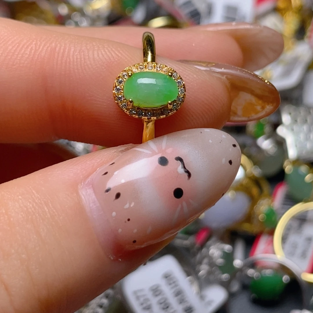 银S925镶嵌戒指翡翠百内无证书