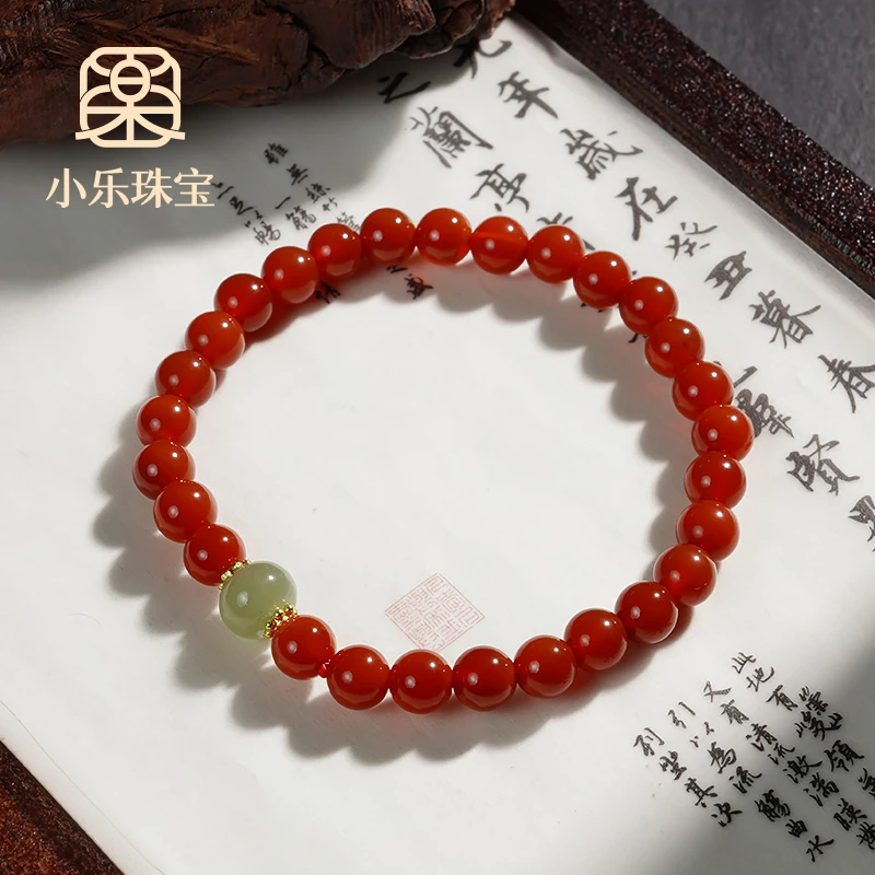 本命年红玛瑙和田玉时尚百搭女式手链多样性发一-10448