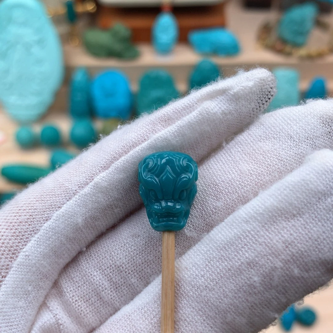 绿松石未镶嵌瑞兽三通11