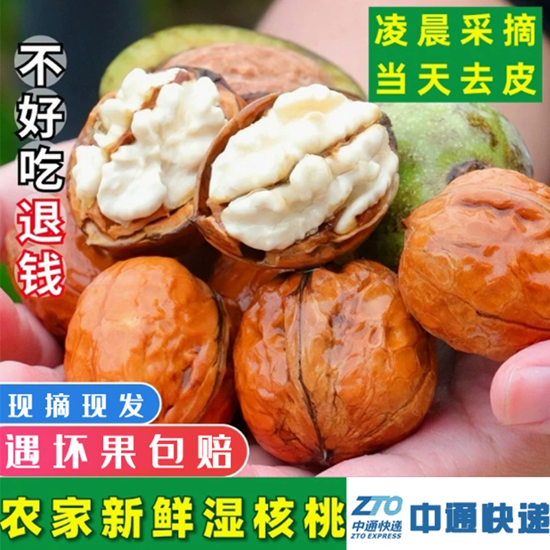 2025年新鲜湿核桃黑桃去青皮老树核桃薄皮孕妇专用嫩生鲜核桃新货