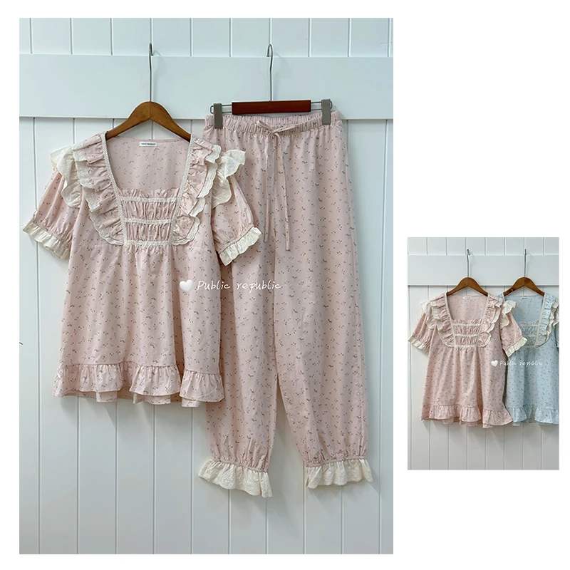 超舒适/韩国PB品牌/爆款时尚睡衣女/早春纯棉气质甜美家居套装