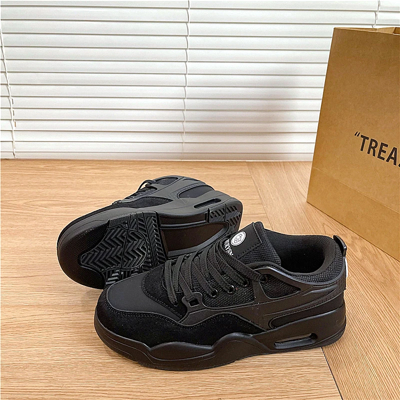 黑色气垫鞋女ins潮2025冬季新款厚底百搭小白鞋子板鞋运动休闲鞋