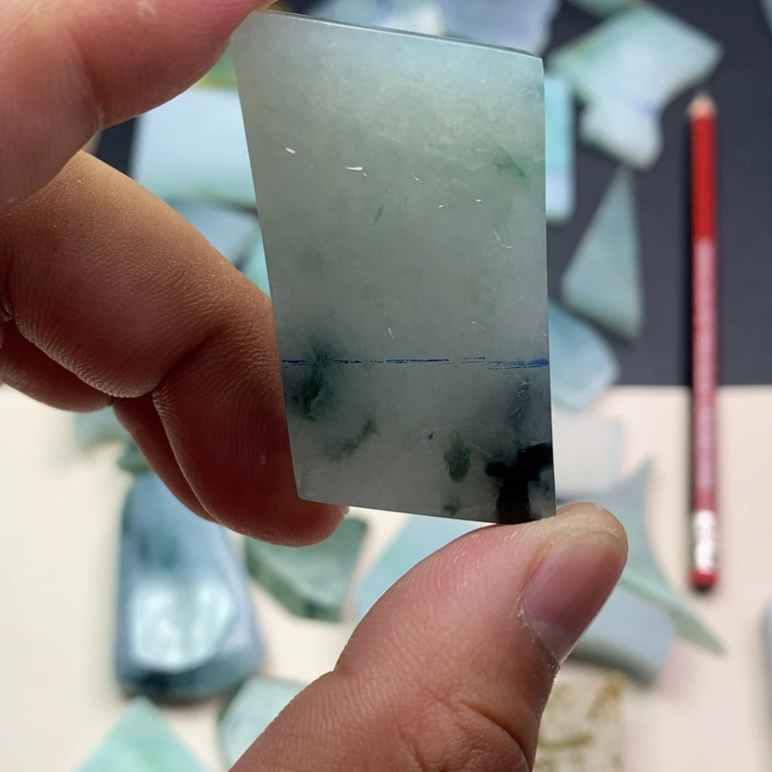 定制翡翠未镶嵌糯冰随形无事牌包工包料