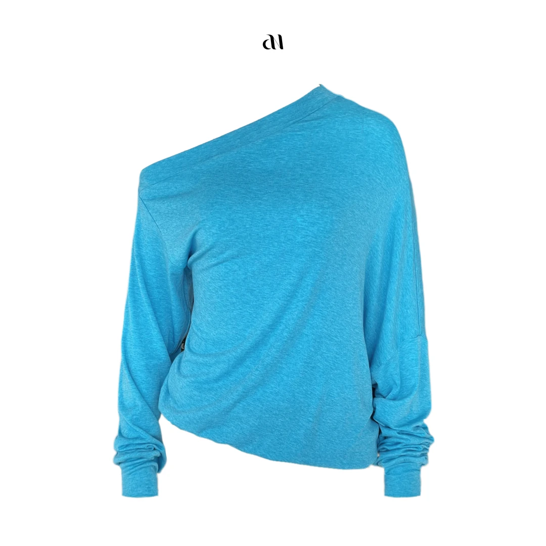 Aiko专属 甜辣风 斜肩显瘦羊毛天丝混纺上衣