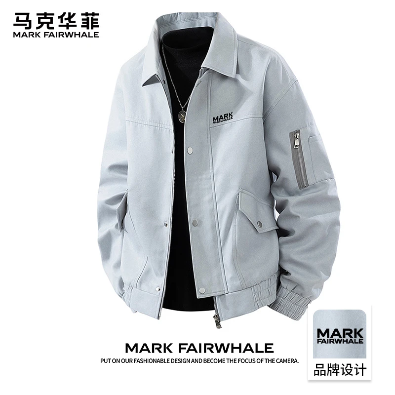 马克华菲2025新款夹克外套男士秋季翻领休闲宽松潮流百搭工装上衣