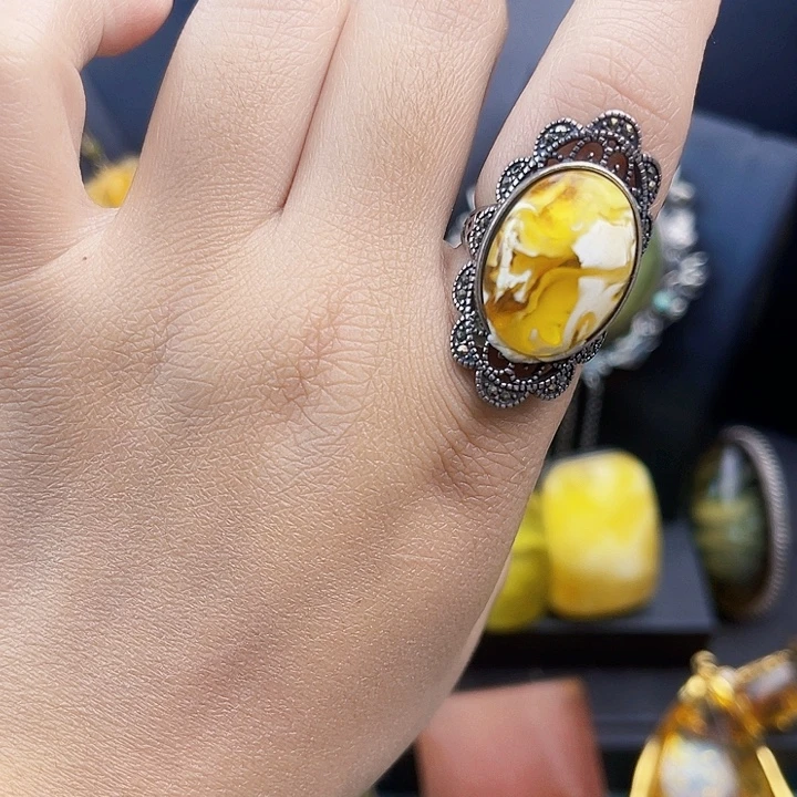 琥珀银S925镶嵌裸石