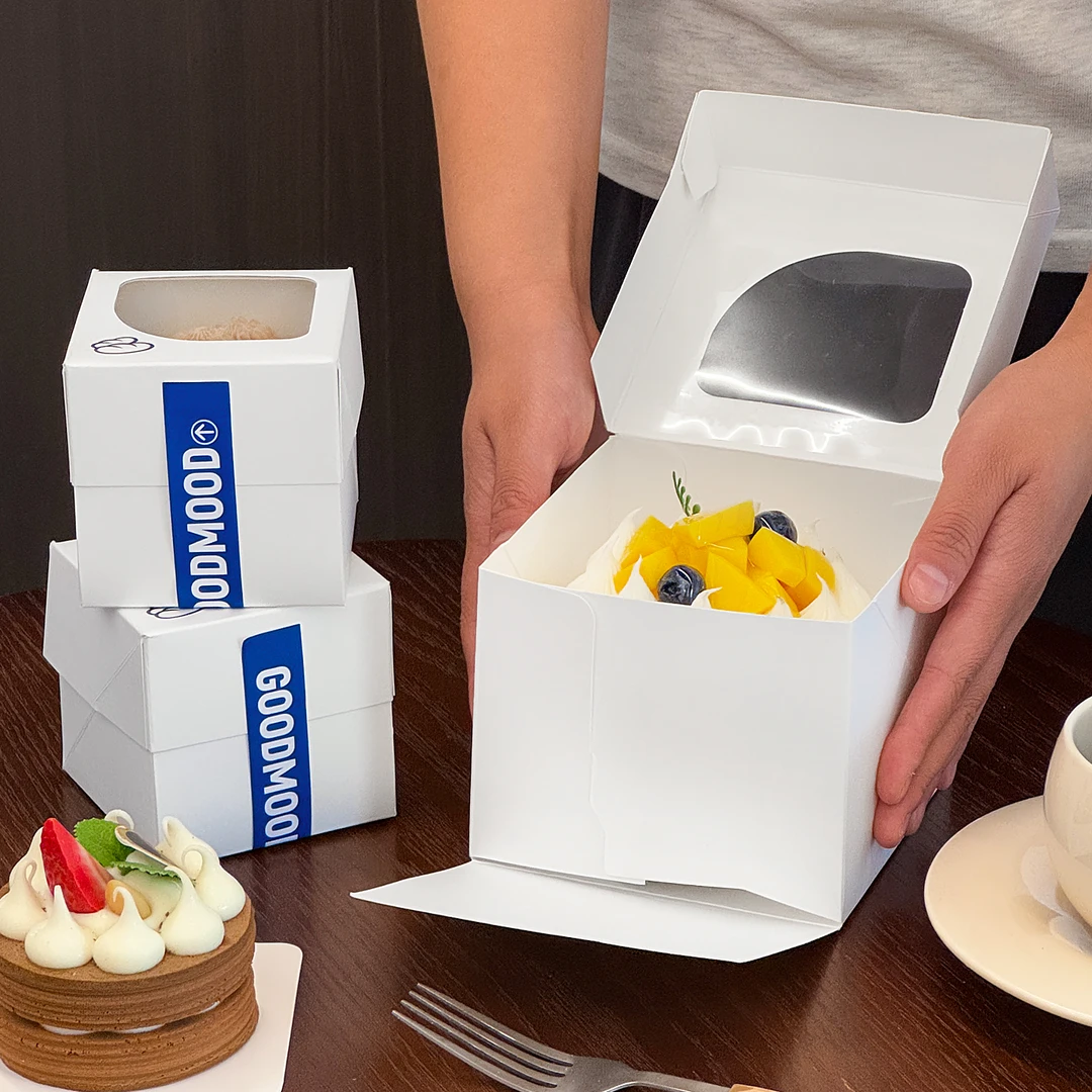 一次性2寸3慕斯蛋糕盒子烘焙甜品开窗包装盒三角切块小打包盒定制