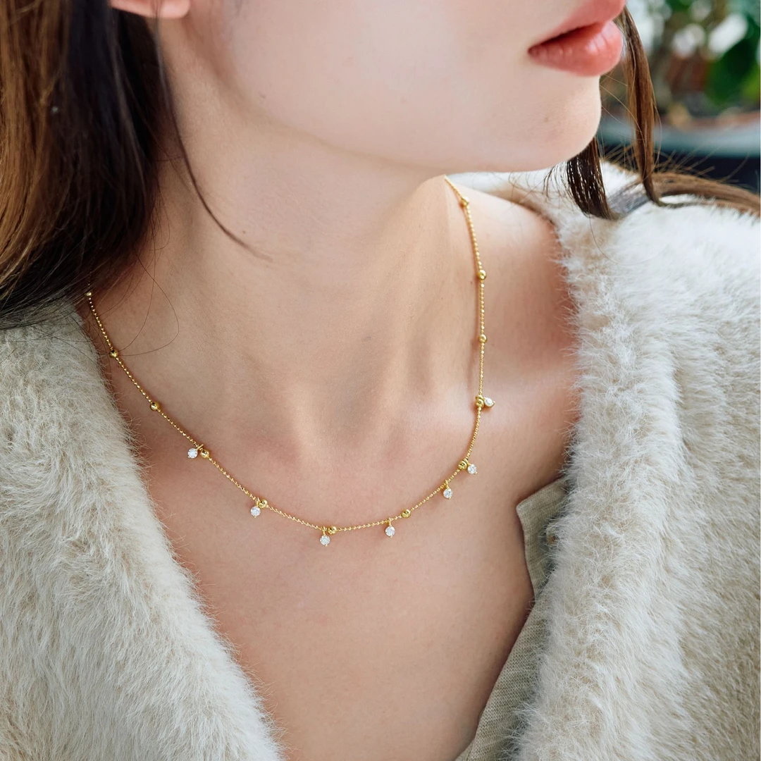 恒美娜 坠链均925银莫桑石 星空奇缘项链轻奢时尚锁骨小众简约