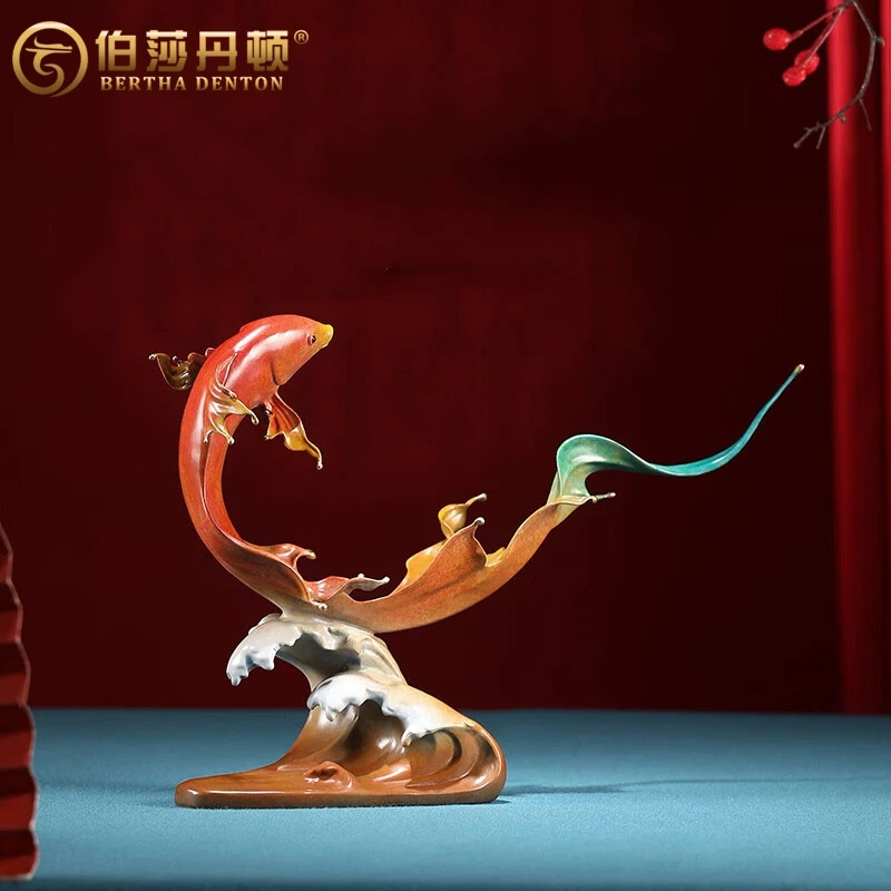 伯莎丹顿年年有余铜鱼摆件开业礼品客厅创意玄关摆件饰品乔迁礼品