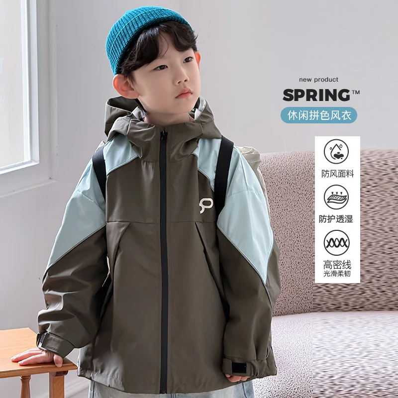 【风衣外套  剩，100,110】童装2025男童女童拼撞风衣外套 昕dz4489