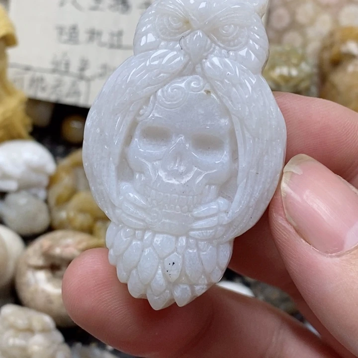 颈饰未镶嵌硅化珊瑚（珊瑚玉）