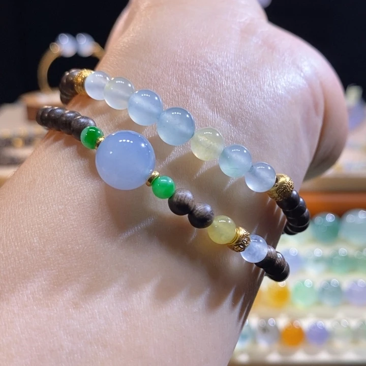 翡翠未镶嵌颈饰翡翠特色双圈手串