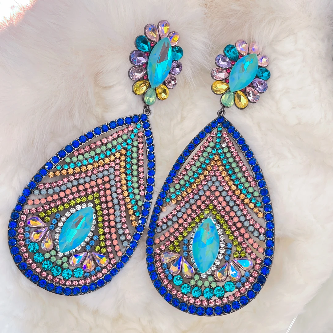 MillanMier 铜合金玻璃耳饰 【王炸琵琶】法式原创设计夸张重工耳坠