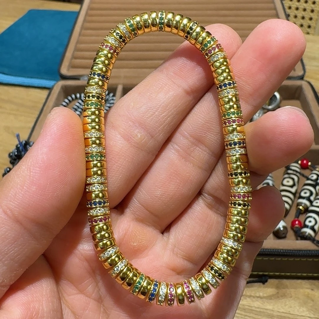 樊藏清仓彩钻金色手串