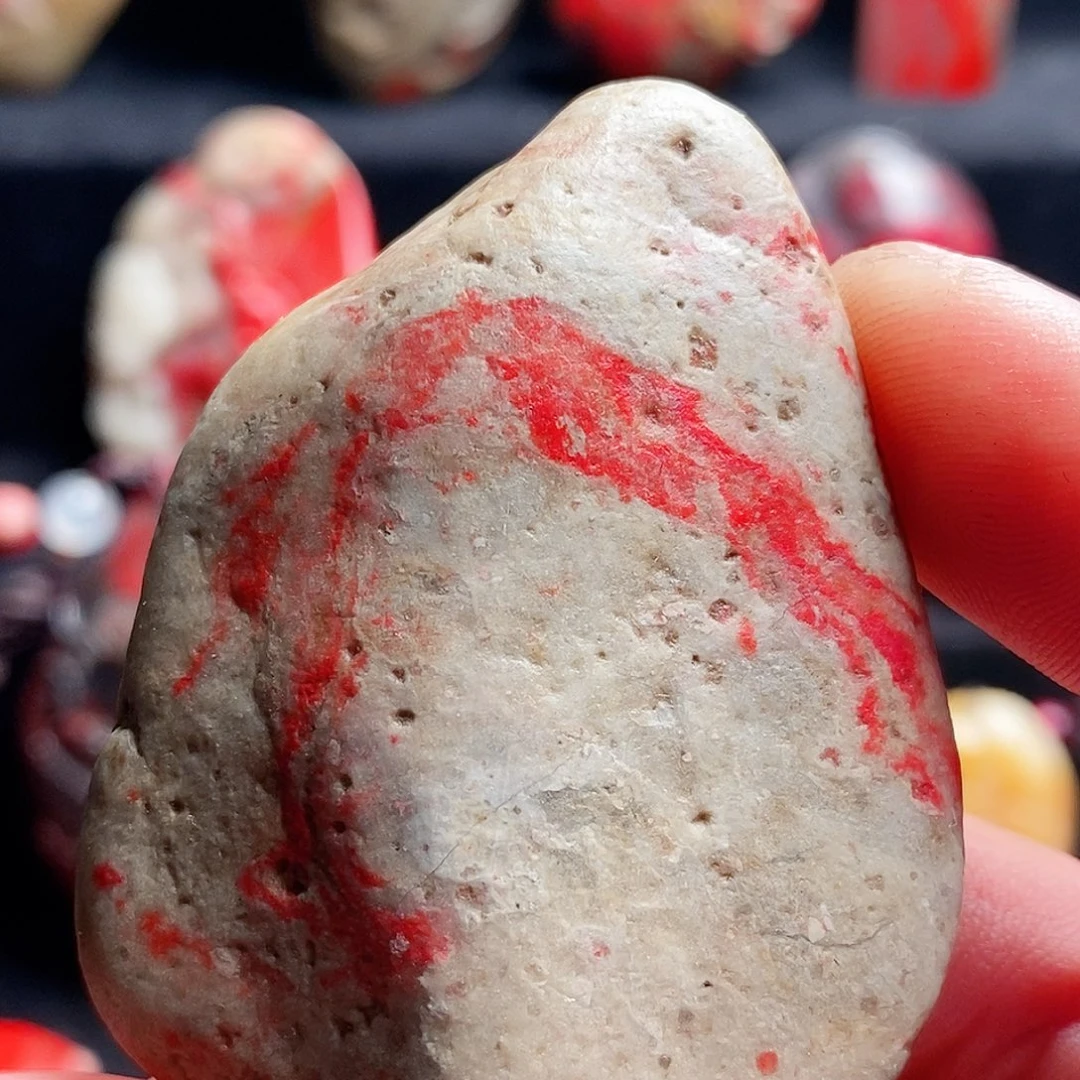 印石昌化石昌化鸡血石手把件毛料