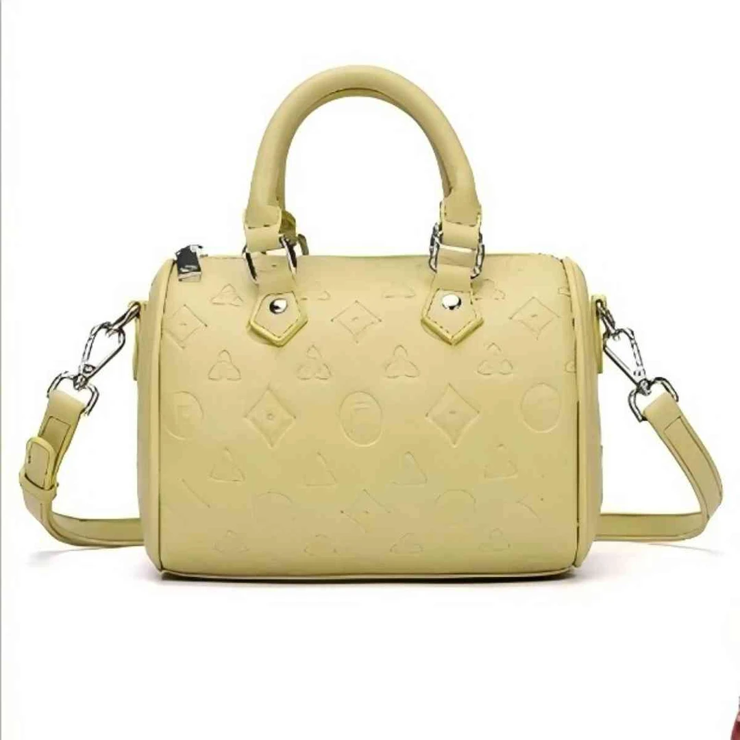 FIMKA轻奢时尚黄色斜挎波士顿压花枕头包