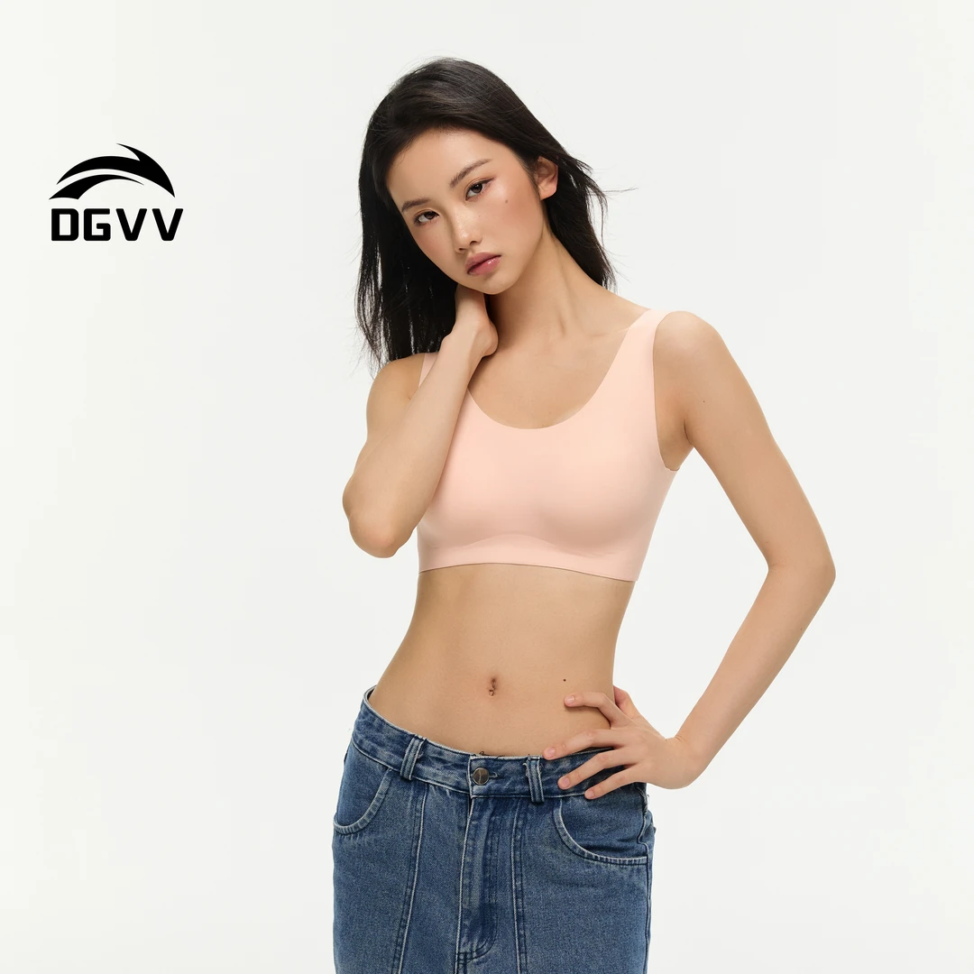DGVV蚕丝乳胶内衣女无痕无钢圈夏薄背心式运动夏天小胸聚拢文胸罩