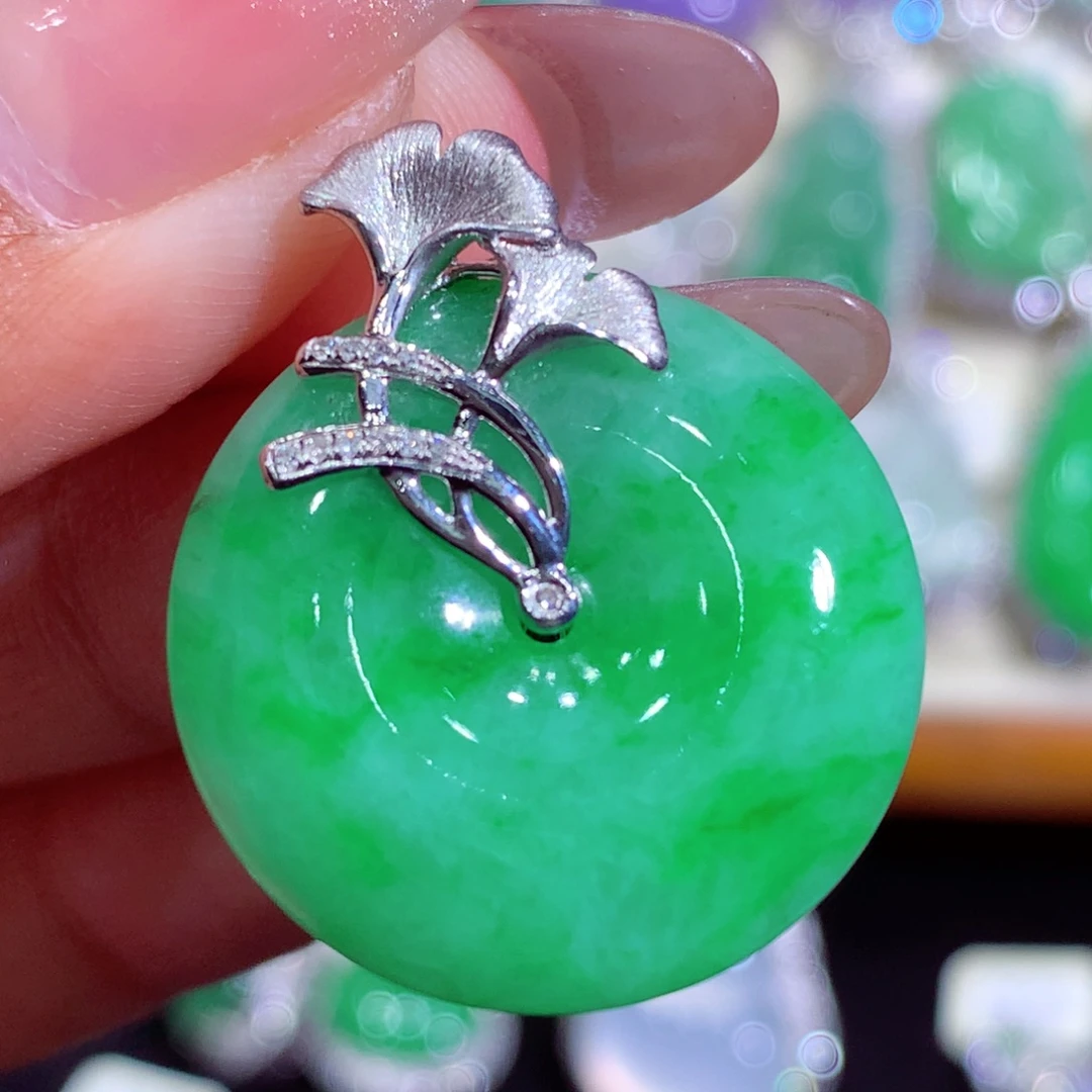 翡翠18K金镶嵌吊坠(不含链)