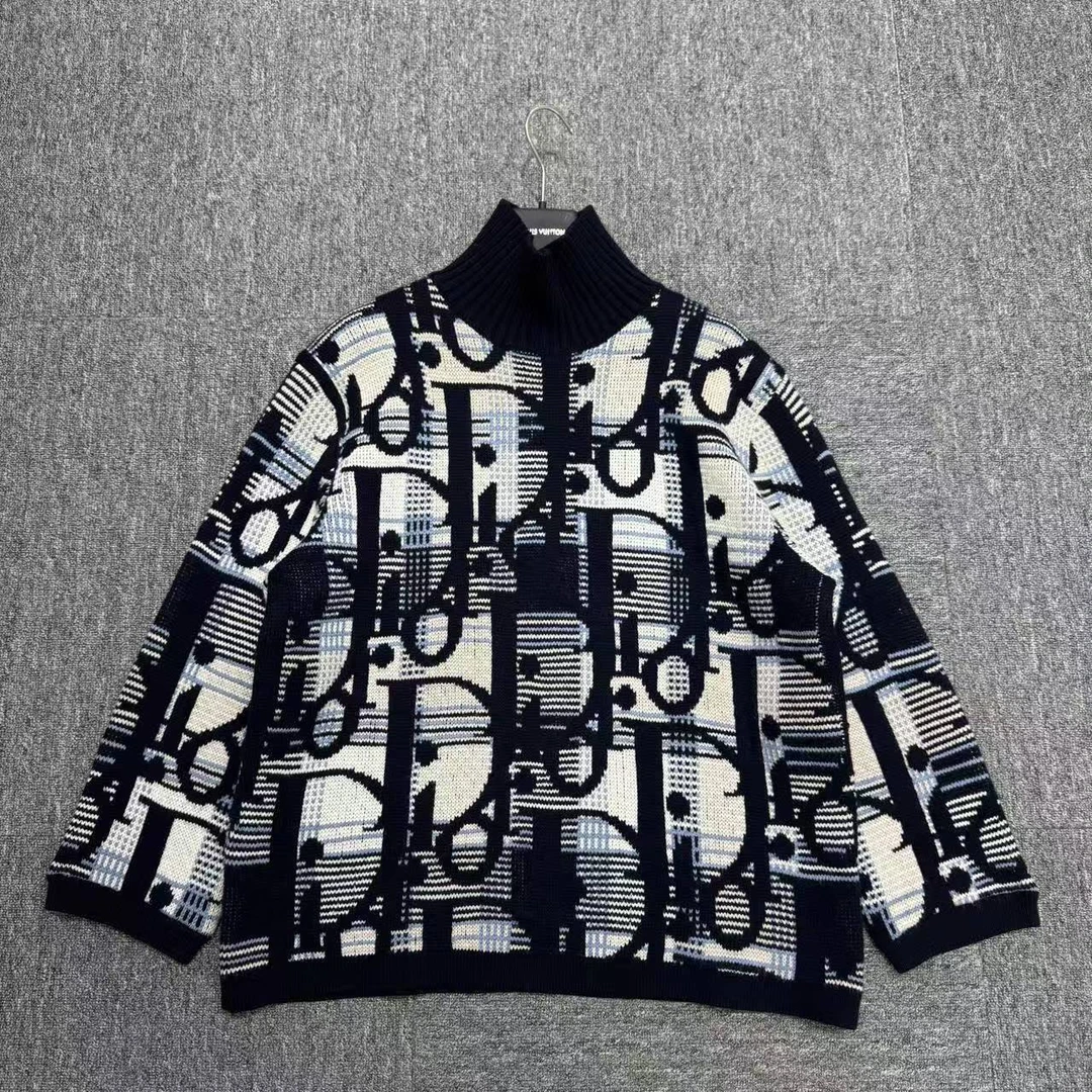 99新 DIOR/迪奥 满印老花羊毛针织衫/12400/M码