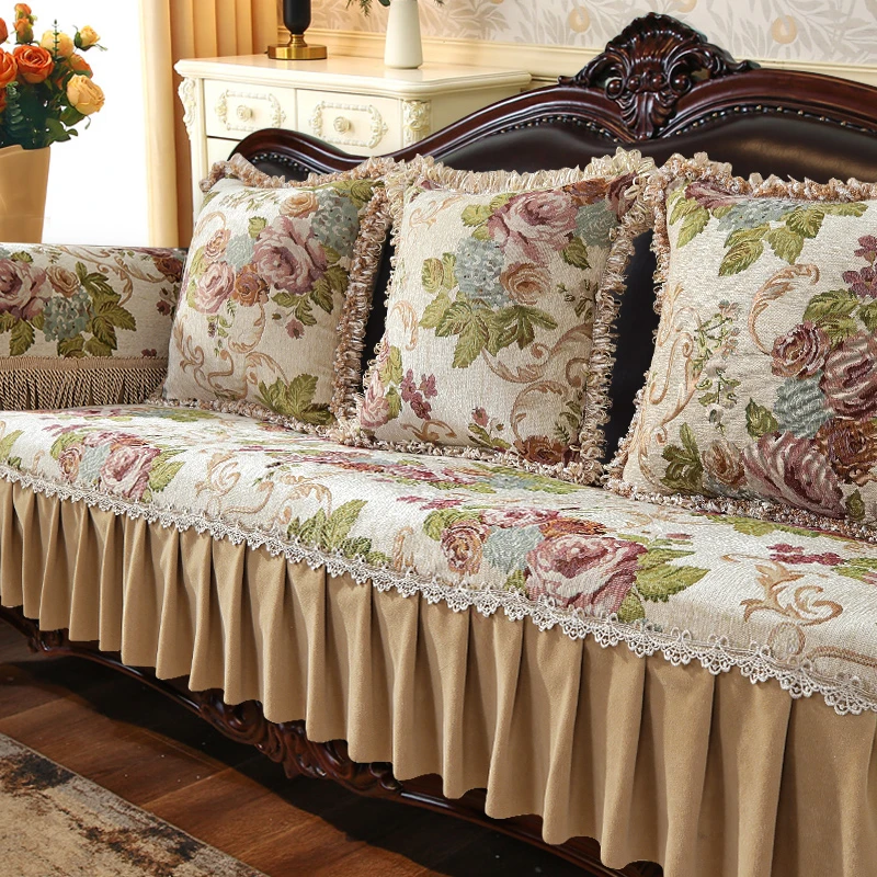 索菲娜美式高档沙发垫四季通用2025新款固定防滑直排沙发坐垫套罩