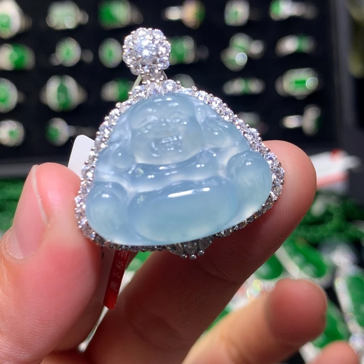 【闪购商品】翡翠颈饰银S925镶嵌天然翡翠