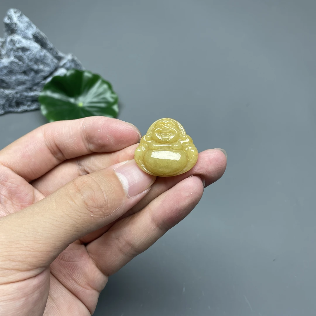 新店开张福利翡翠A货满黄翡佛公自然黄时间考验