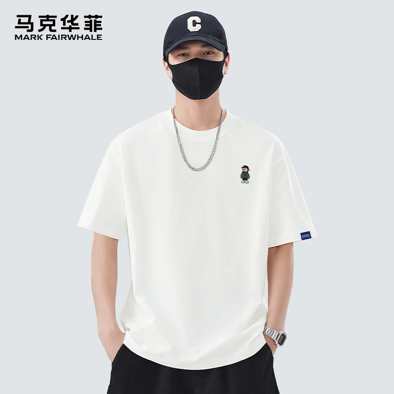 MARK FAIRWHALE/马克华菲夏季潮刺绣简约男士短袖凉感圆领半袖T恤