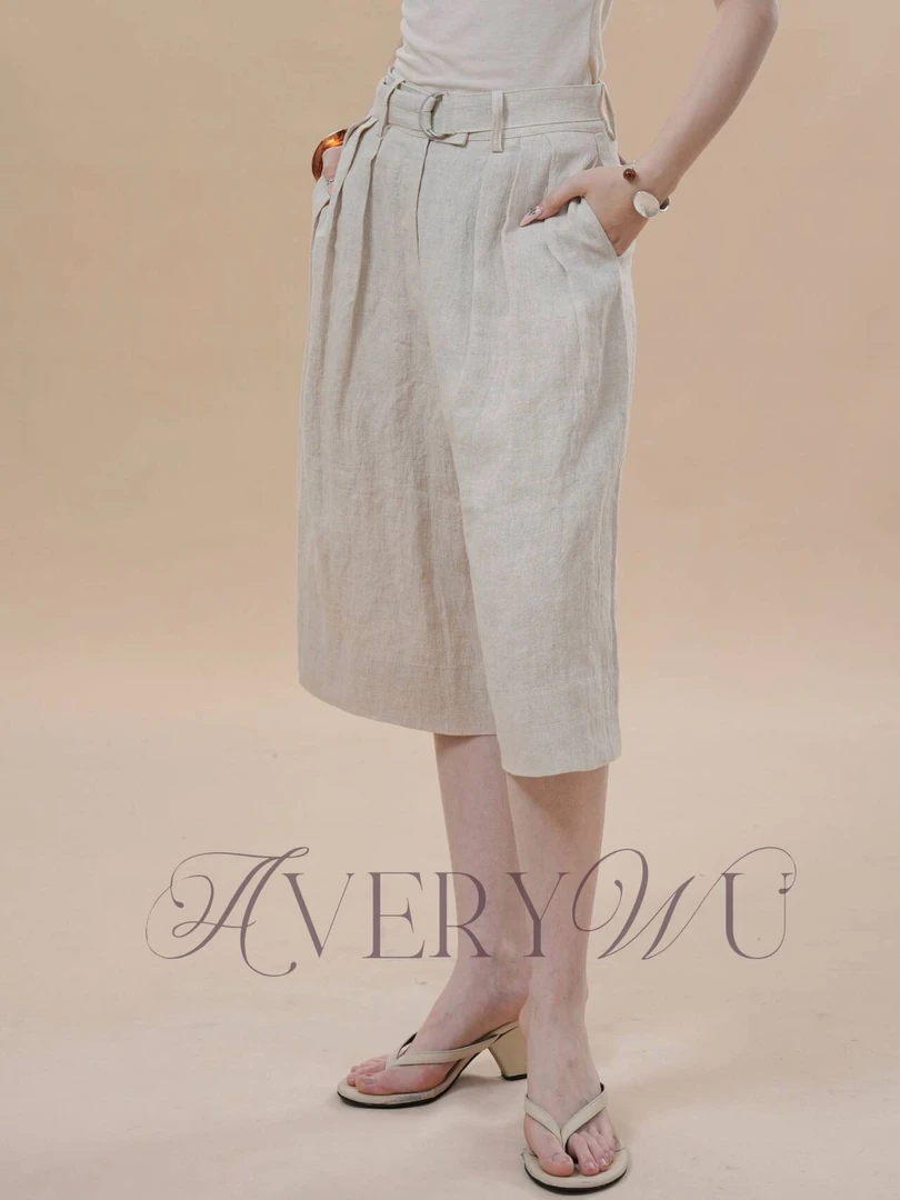 老吴的衣橱 宽松型阔腿裤七分裤夏季休闲裤女装GU07