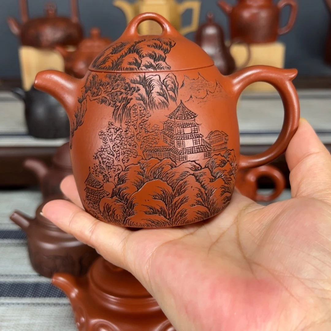 茶壶紫砂身**尺秦权朱泥