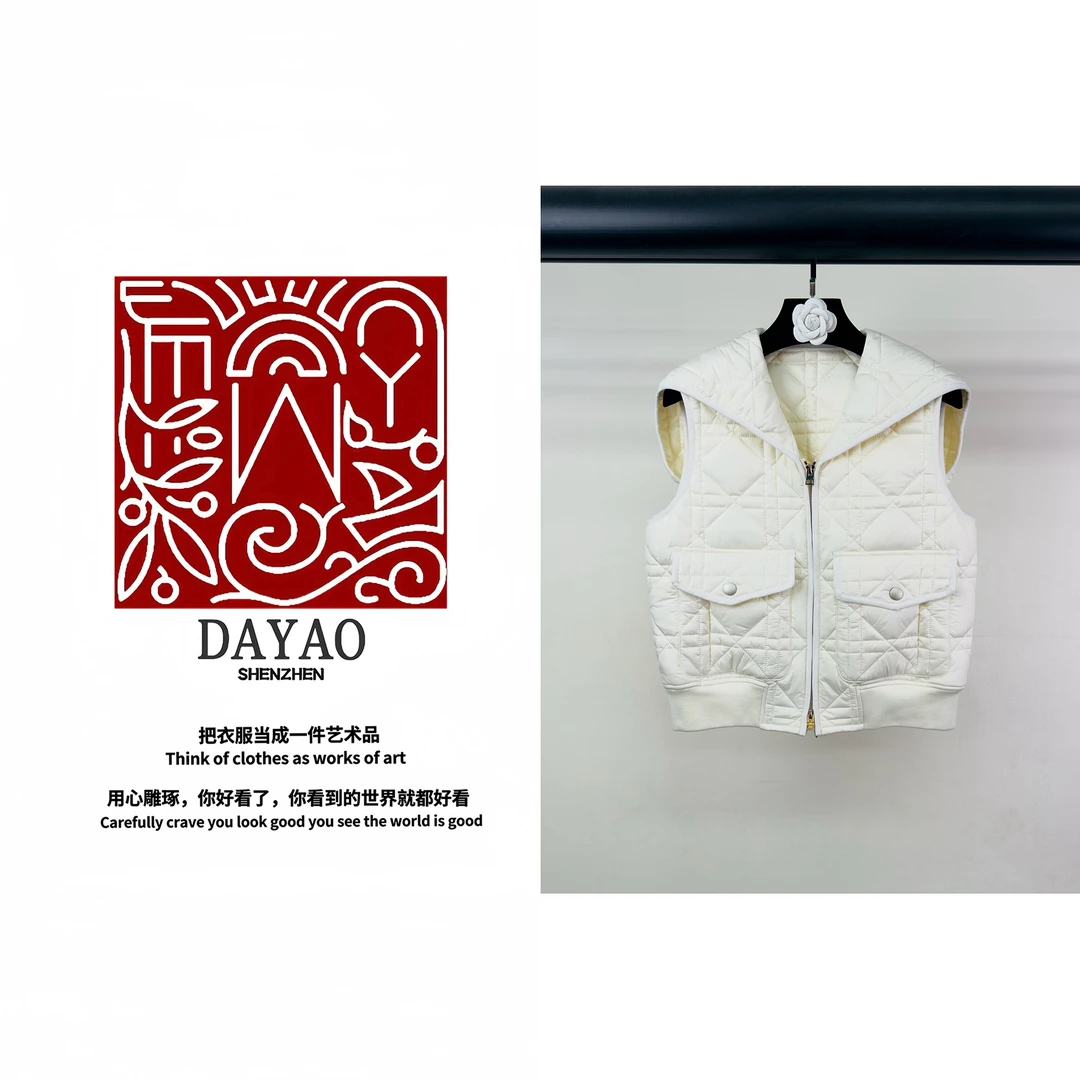 「DAYAO」24秋冬新款白色气质百搭棉服马甲轻奢高端女装WYA249141