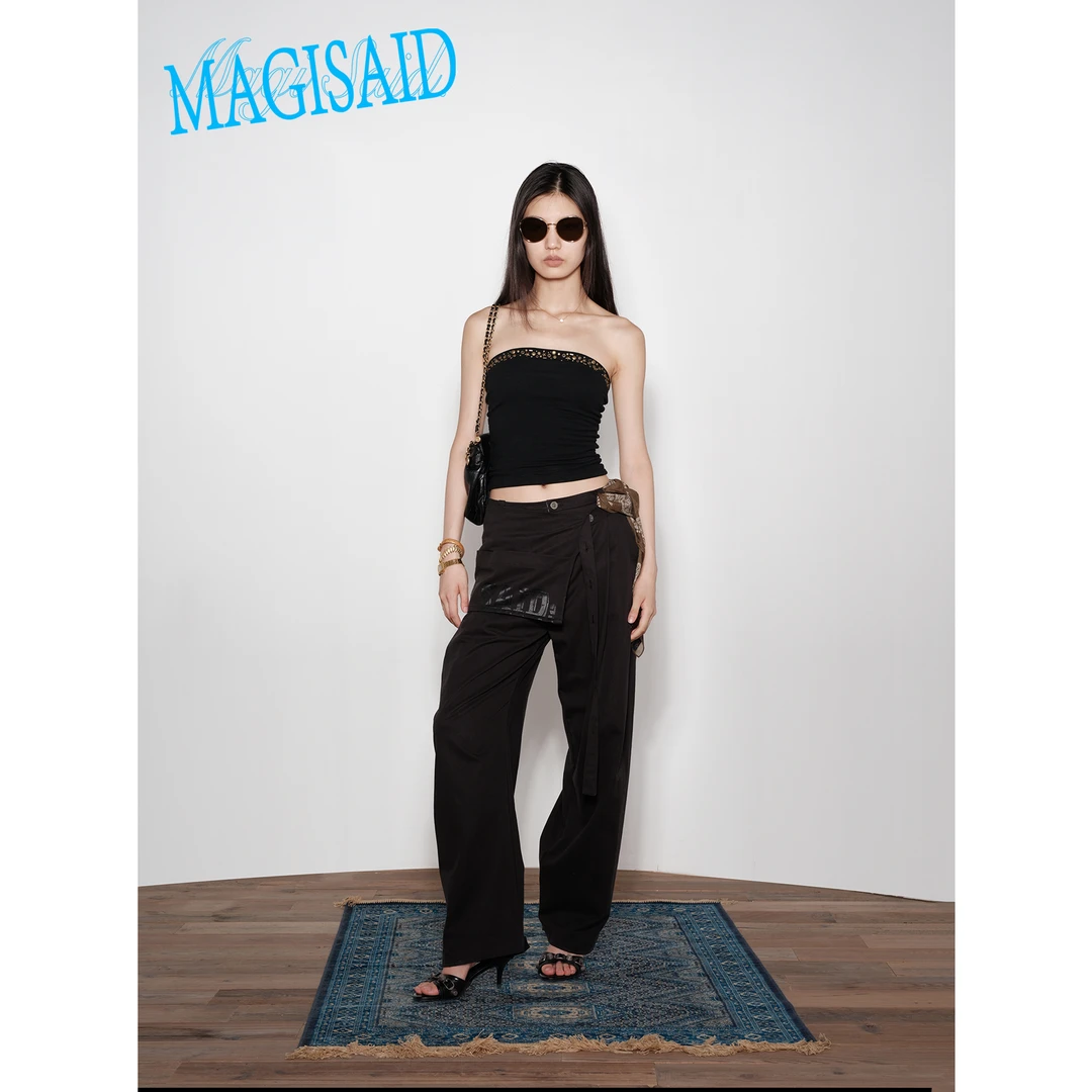 【铆钉抹胸现货】magisaid*夏日铆钉抹胸拼接后背镂空网眼蕾丝