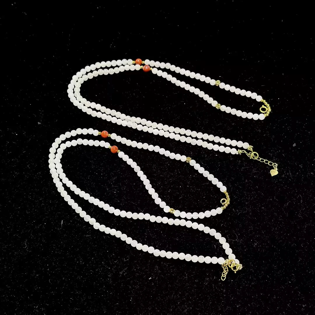 【CH】和田玉白玉DIY项链-约4mm（多样性发其一）