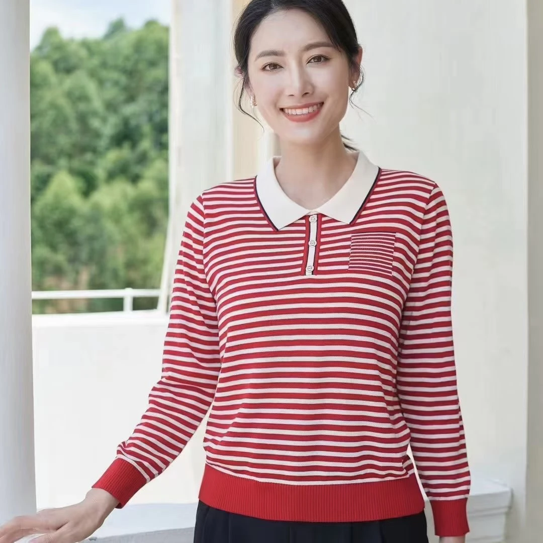 【百分百莱赛尔天丝】妈妈装百分百莱赛尔天丝翻领女长袖时尚98336