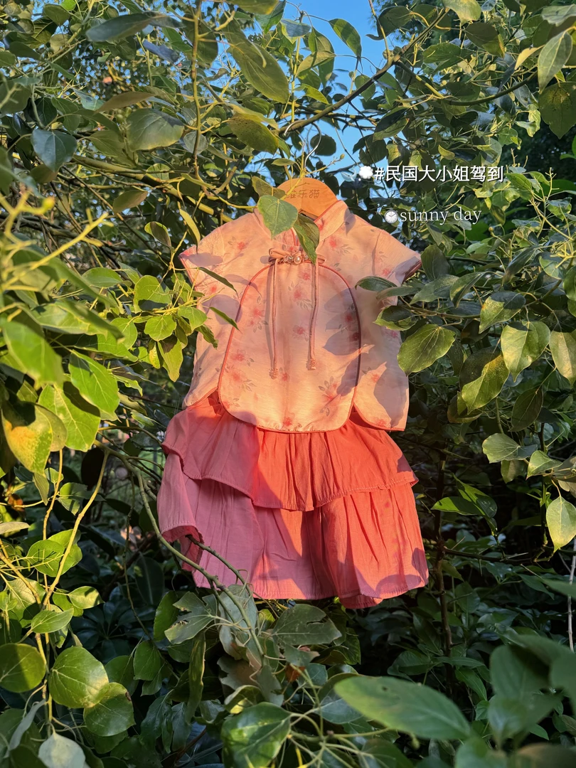 2025夏季新款复古穿搭套装-民国风时尚中式小童洋气旗袍儿童