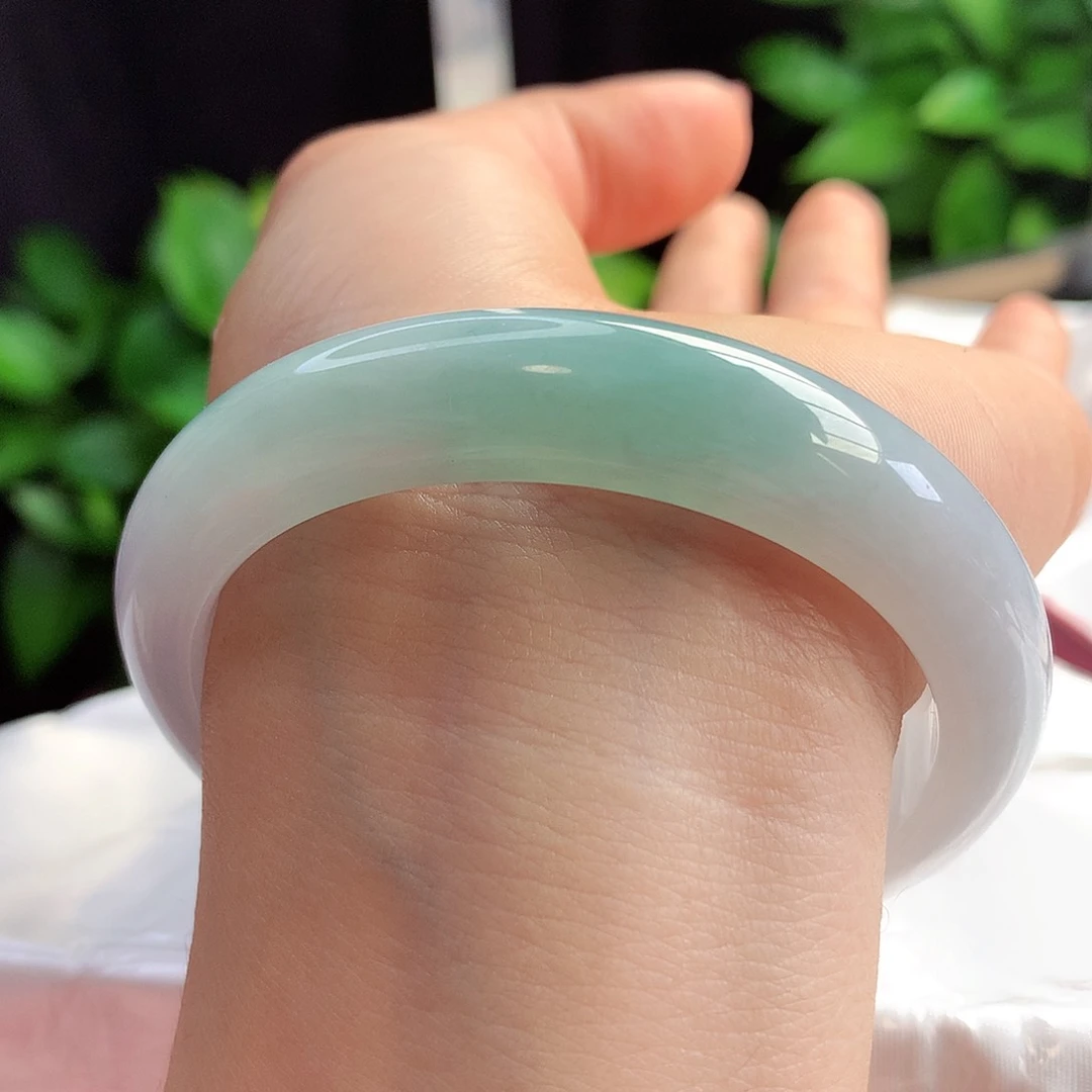 未镶嵌手镯翡翠56-57圈口半山水只此青绿18号