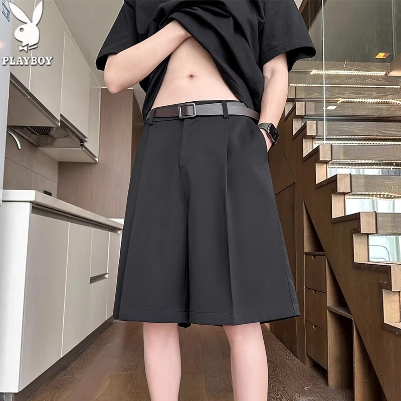 花花公子短裤男款夏季新款潮牌痞帅垂感大码宽松高级感休闲五分裤
