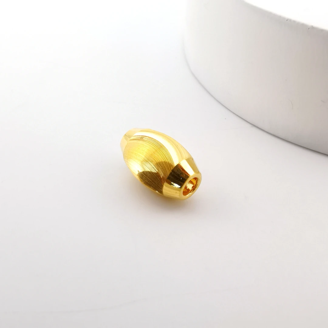 【洛一珠宝】足金拉丝工艺爆闪枣型珠气质时尚百搭双面简约经典光珠