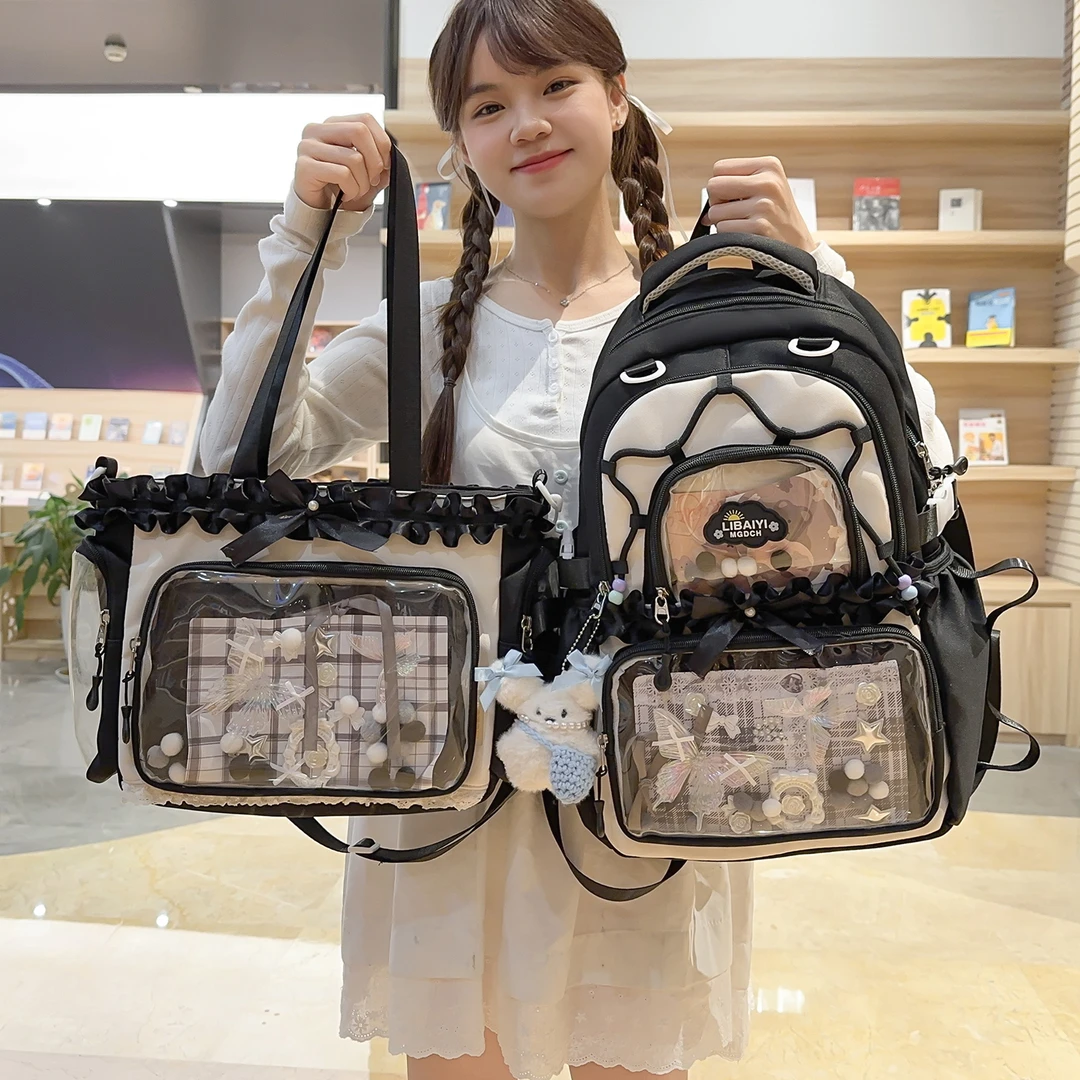 高颜值书包女痛包初中生多巴胺可爱小学生高中女生可爱少女双肩包