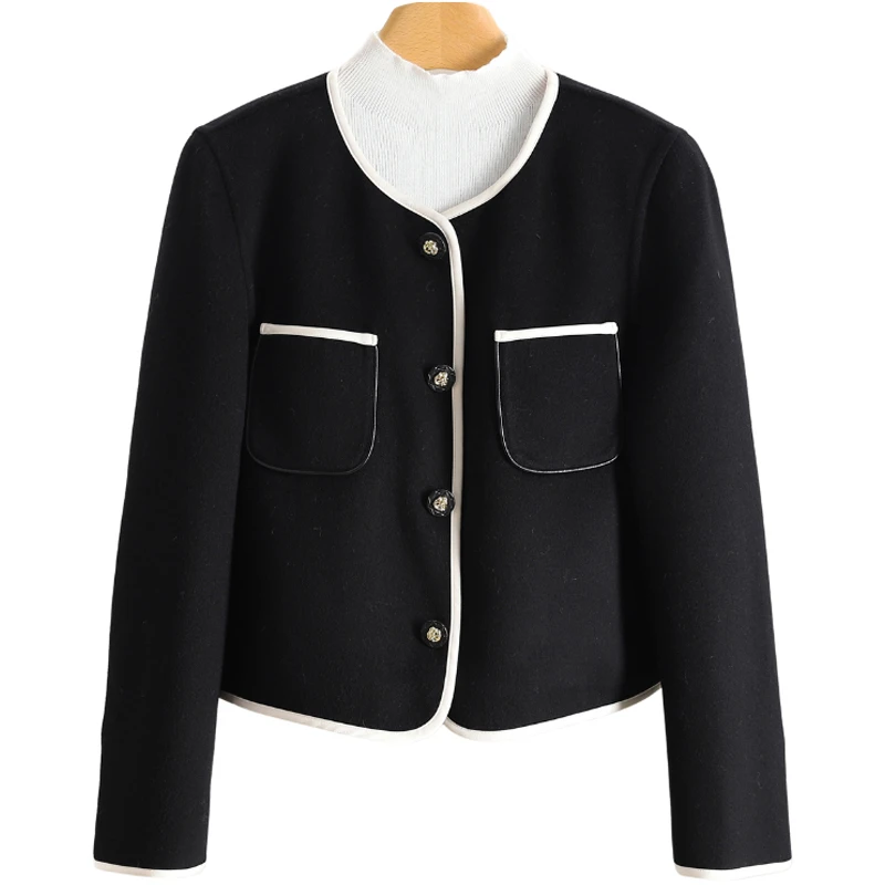 F6132-【衣香】时尚百搭毛呢外套#WYL58B060