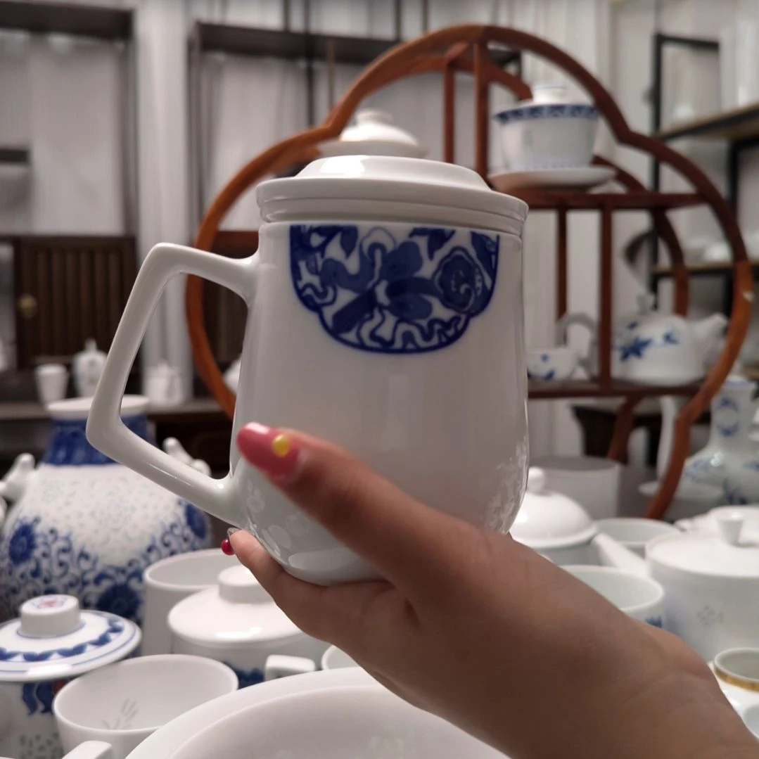 青花瓷事事如意茶漏杯三件套一套