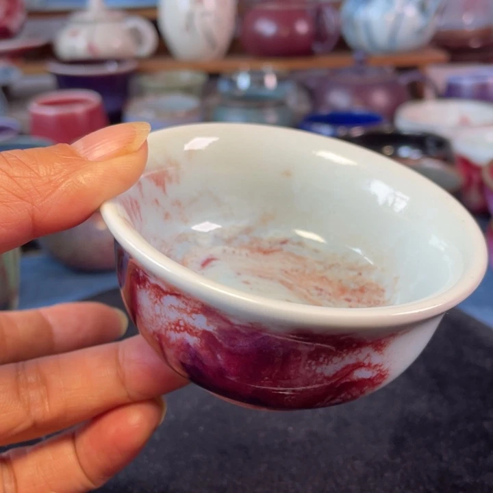 摆件玉石釉手工压手杯