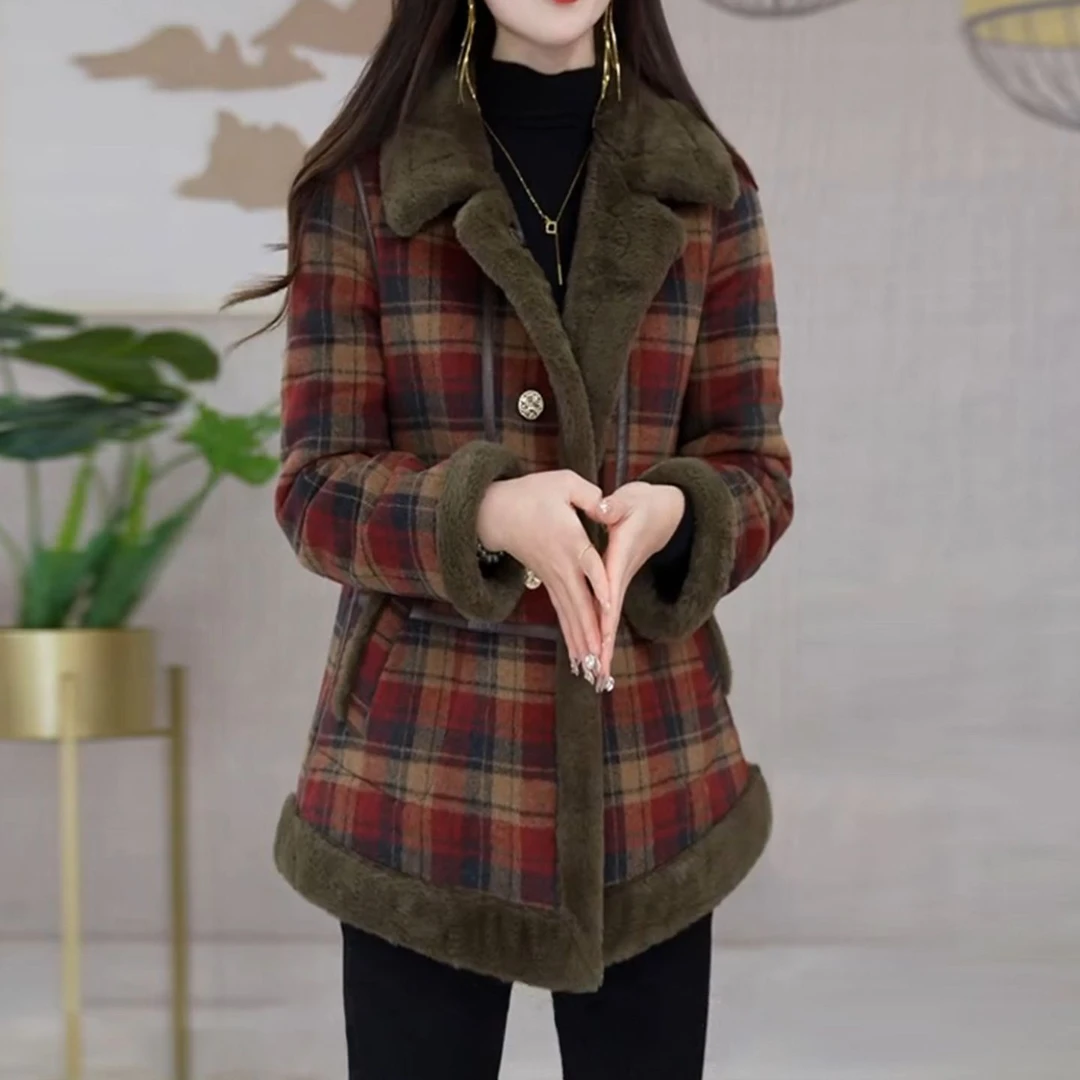 一体绒两面穿外套2025冬新款女装时尚休闲修身洋气中长款大衣开衫