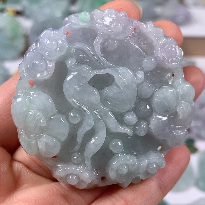 颈饰未镶嵌翡翠花开富贵两面工艺