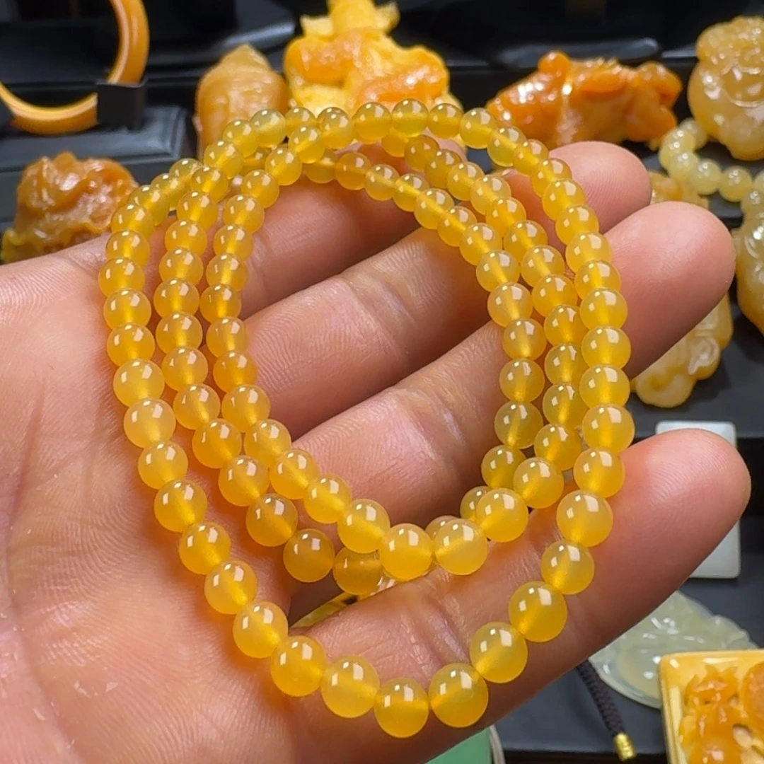 石英质玉（缅黄）108未镶嵌反****器