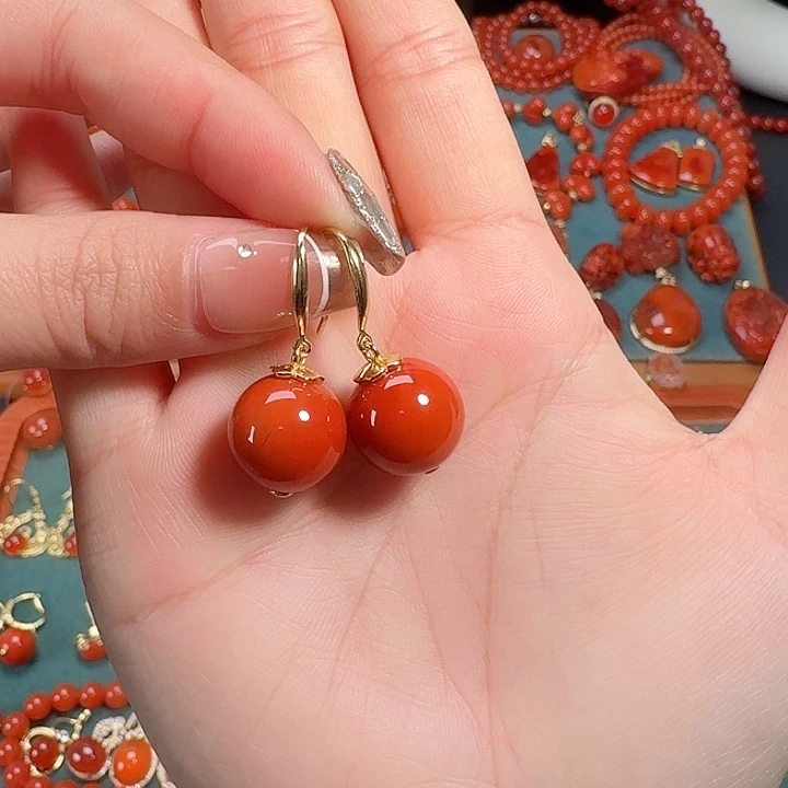 南红玛瑙银S925镶嵌14+顶货