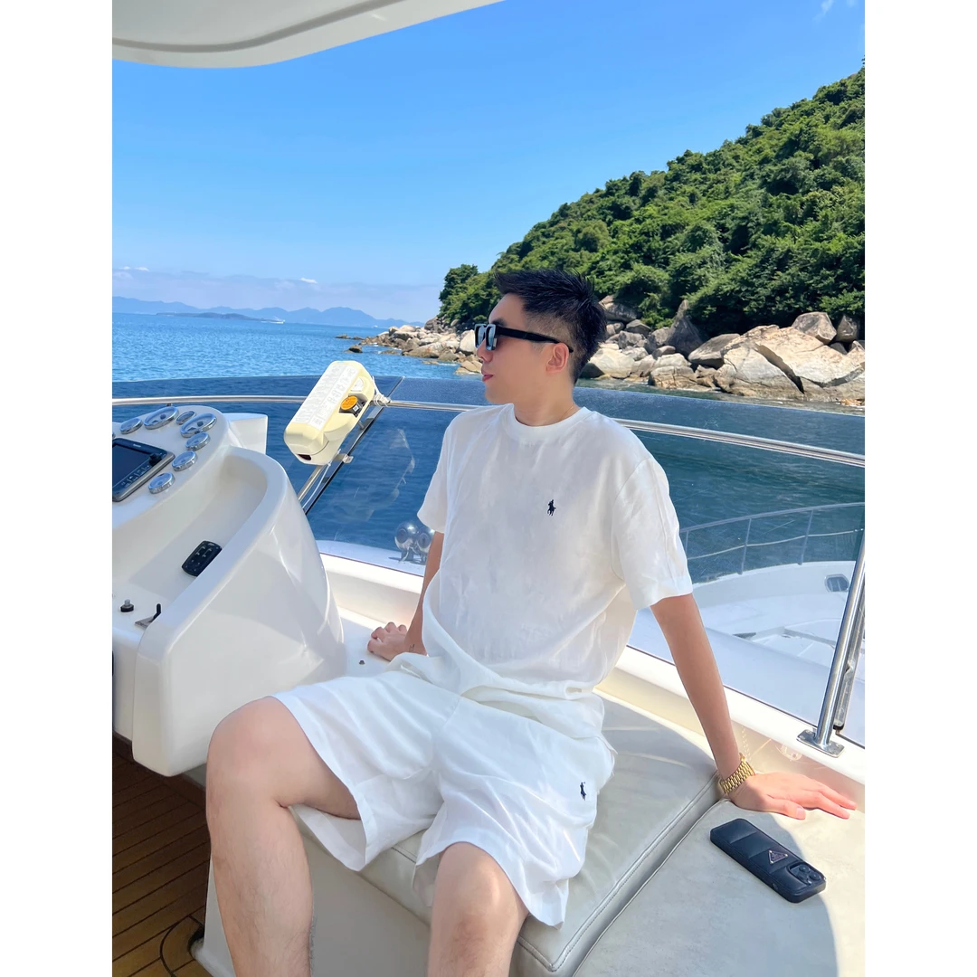 【亚麻套装2】夏日老钱马标刺绣极简天丝亚麻贵气短裤套装WXWG376